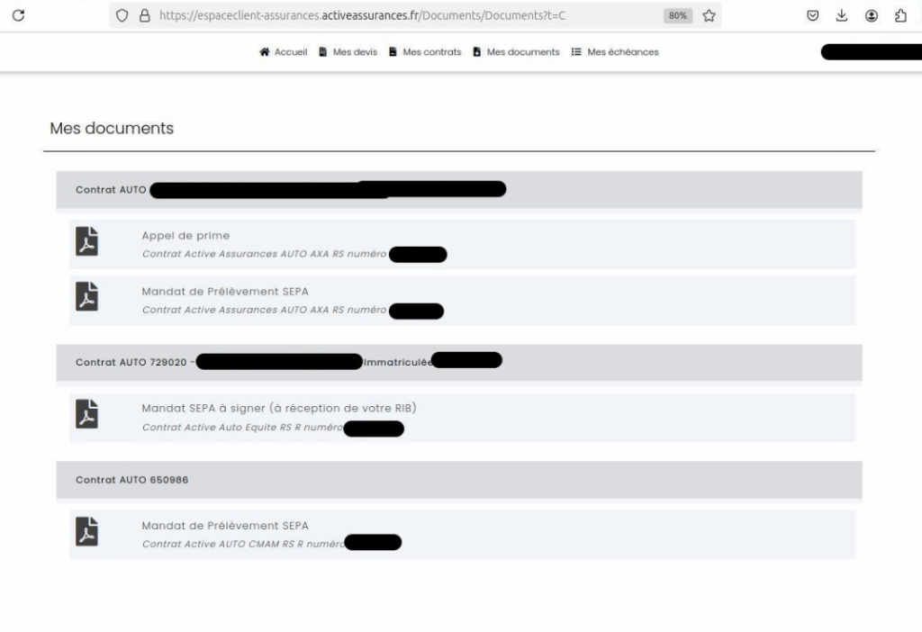 Active Assurance ne donne accès qu'à des documents inutiles dans l'espace client pour laisser le client dans le noir.