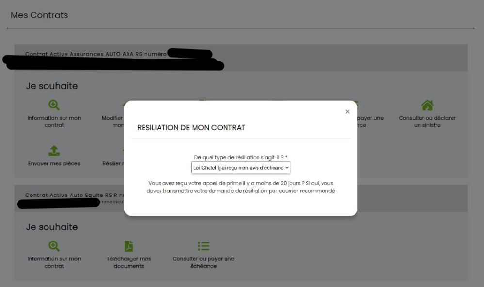 "Vous avez reçu votre appel de prime il y a moins de 20 jours ? Si oui, vous devez transmettre votre demande de résiliation par courrier recommandé" => Pratique totalement illégale d'Active assurance.