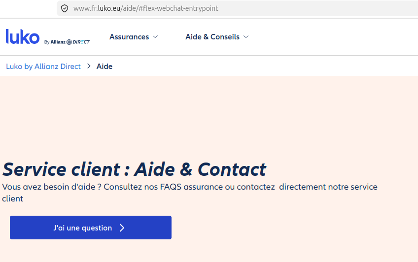 Bug espace client Luko by Allianz Direct mai 2026